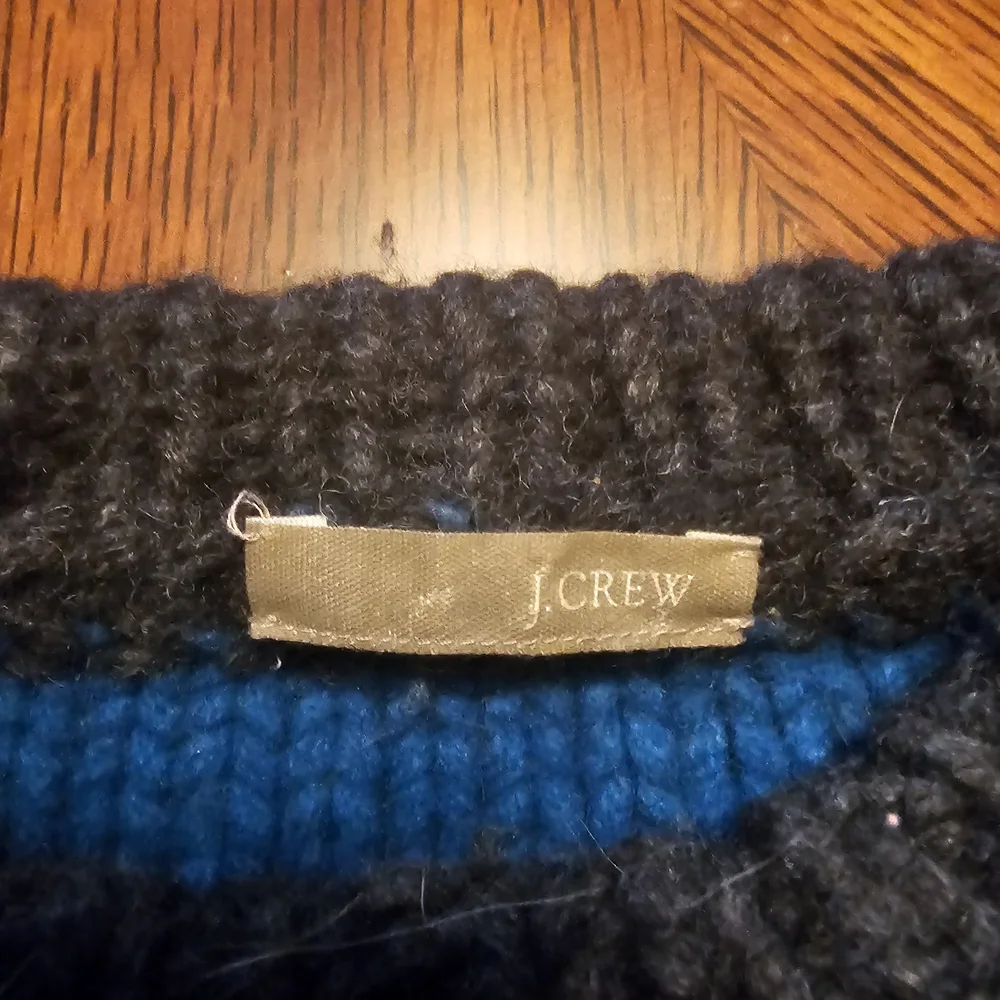 J. Crew Blue Green Striped Crewneck Sweater - Picture 3 of 4